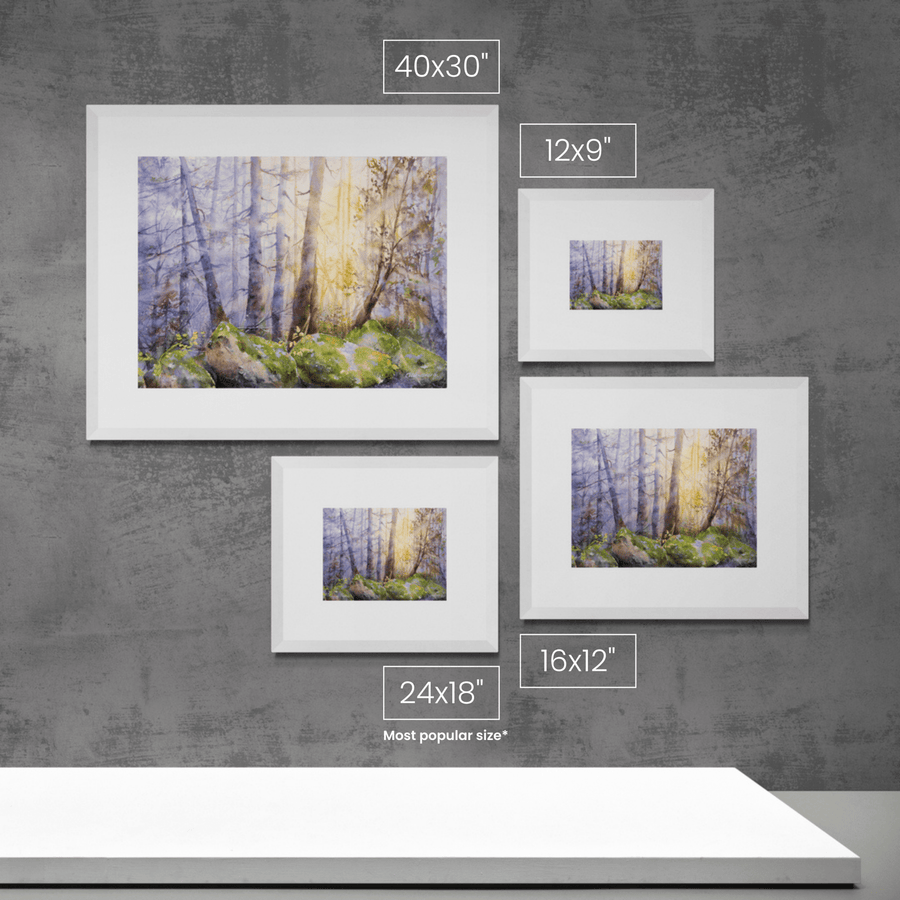 Hope shown at each available size on a wall