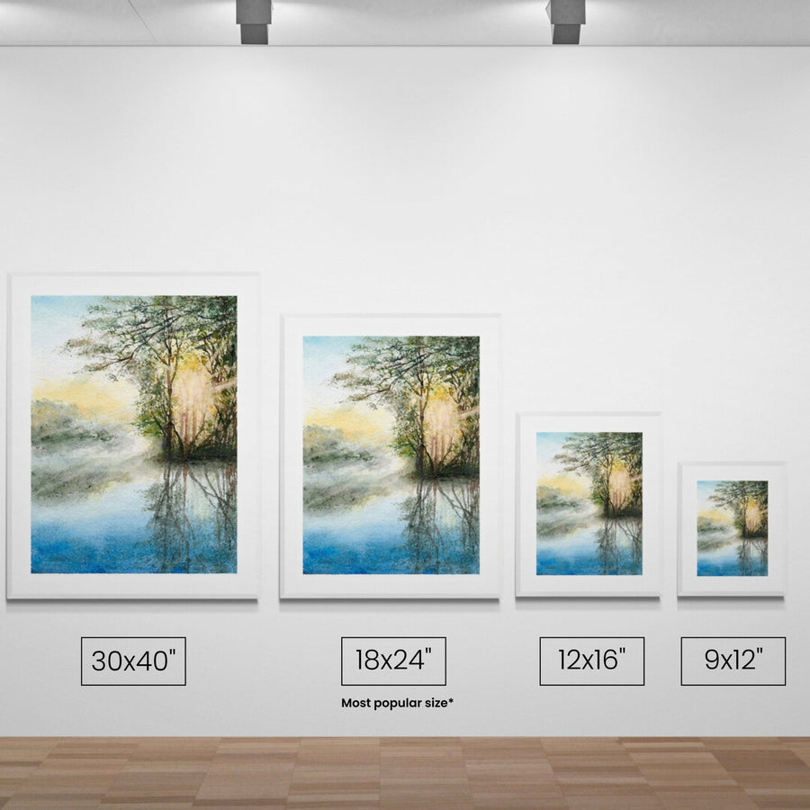 New Beginnings shown at each available size on a wall