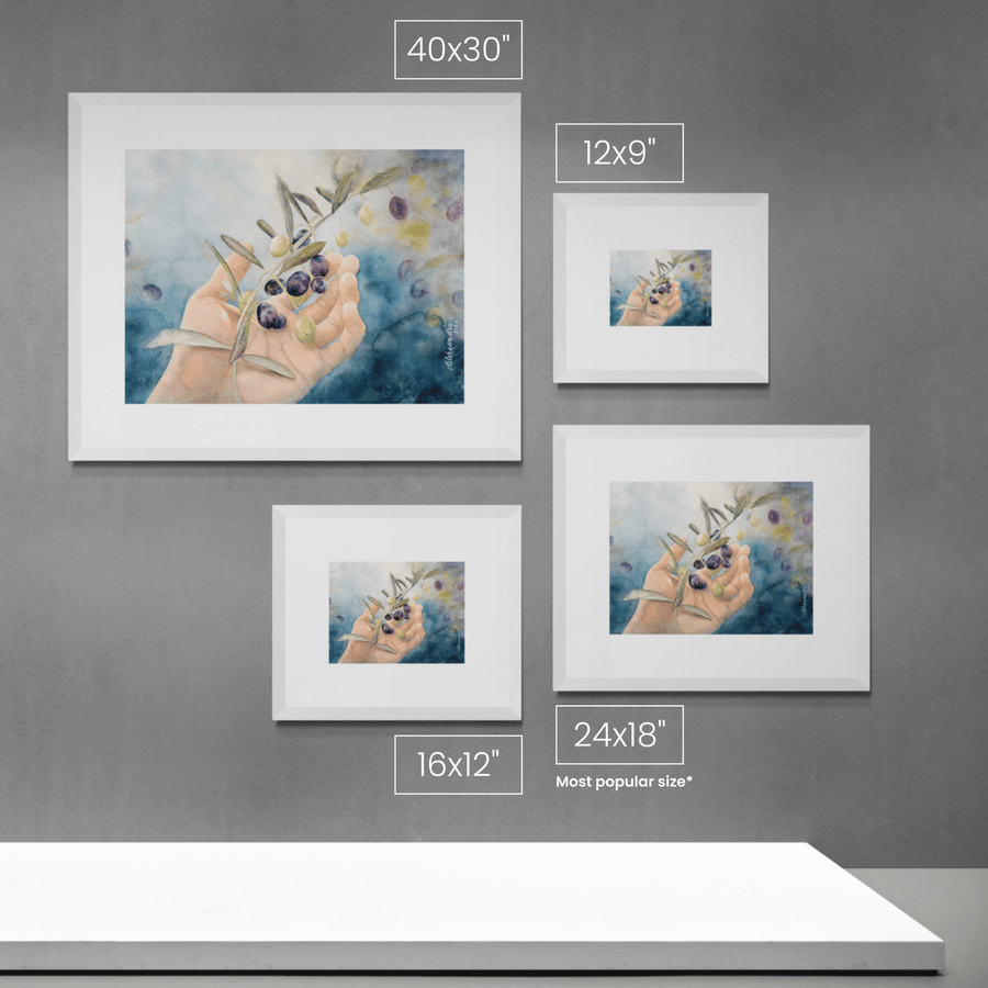Peace Given shown at each available size on a wall